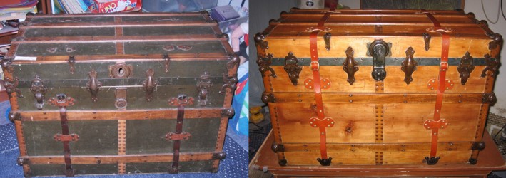 Beautiful refinished antique trunk