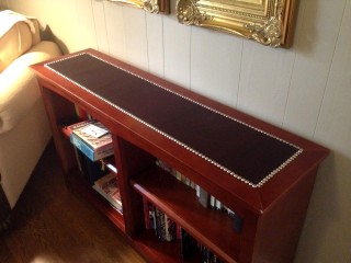 Book case covered with leather