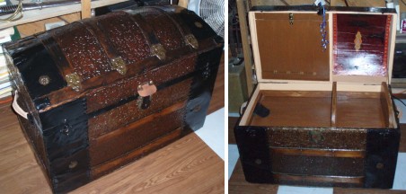 Refinished antique dome topped  or caamel back trunk