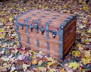 Refinished antique travel trunk