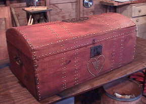 Hide covered trunk refinished by Brettuns Village