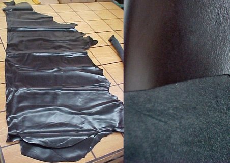 Black semi-glossy cowhide leather hides