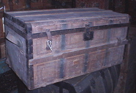 Paper covered antique trunk