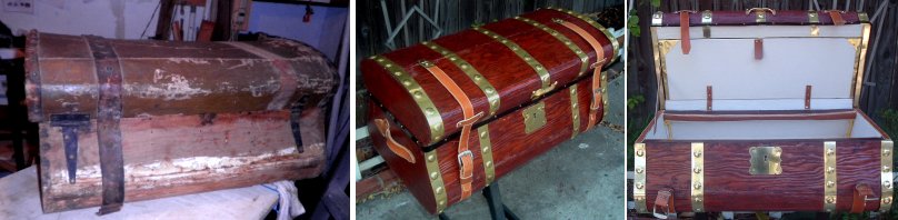 Brass banded Refinished antique trunk