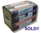 Pressed metal, patterned metal antique trunk for sale