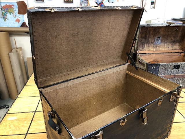 Refinished steamer trunk for sale