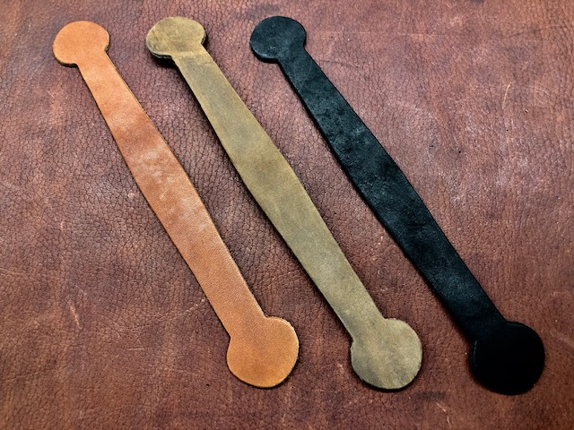 Small strap handles made from leather