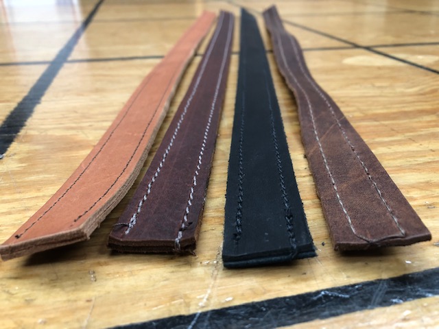 Several colors of leather strap handles available