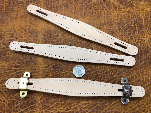strap handles in natural veg tan leather