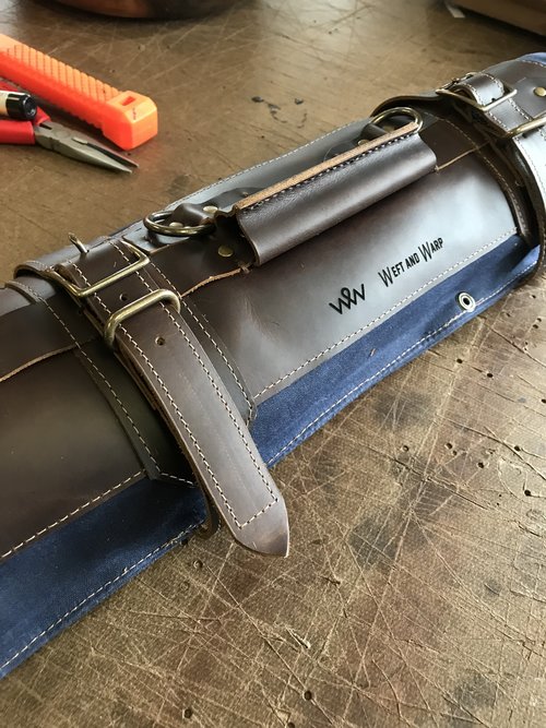 leather knife rolls hand made in Maine