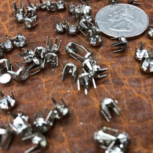 Small Clear Rhinestone Spots with Prongs on Back for Leather Craft or Fabric Projects
