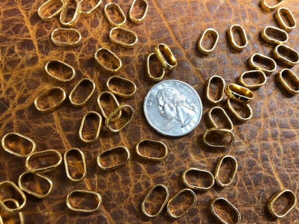 Brass plated ovals for beadwork leather crafts and making jewelry