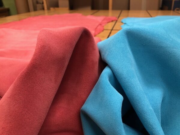 Soft colorful suede leather hides