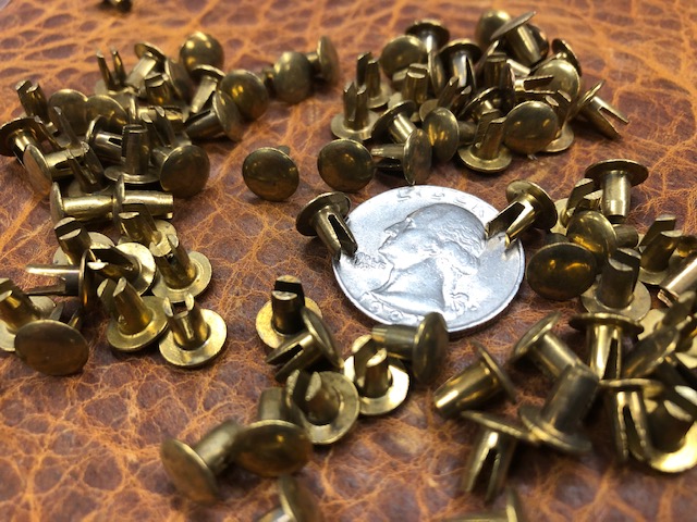 14 Inch Split Rivets Brass Plated Steel Rivets For Leather Crafting Brettuns Village