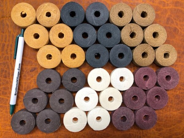 Six colors of waxed cotton hand sewing thread