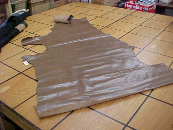 mocha glossy leather hide for sale