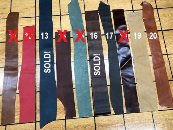 Belting leather strips for sale by the piece, with free USA shipping.