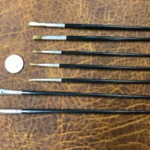 Set of seven small paint brushes for detailed painting or staining