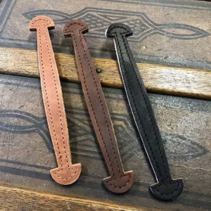 Small Stitched Leather Wide End Handles for Cases and Boxes - TH-16