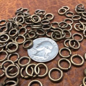 Small Round Rings in Antique Brass with Outside Diameter of 5/16" or 9 mm
