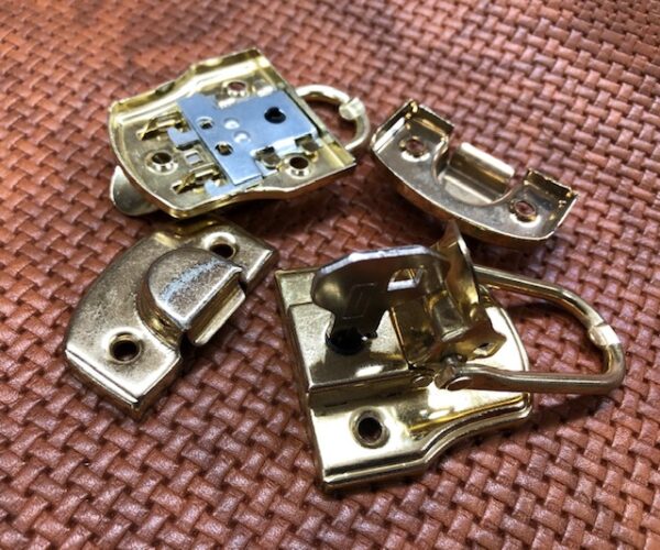 Brass Plated Mid-size Hasps or Drawbolts that LOCK - so they come with Two Keys