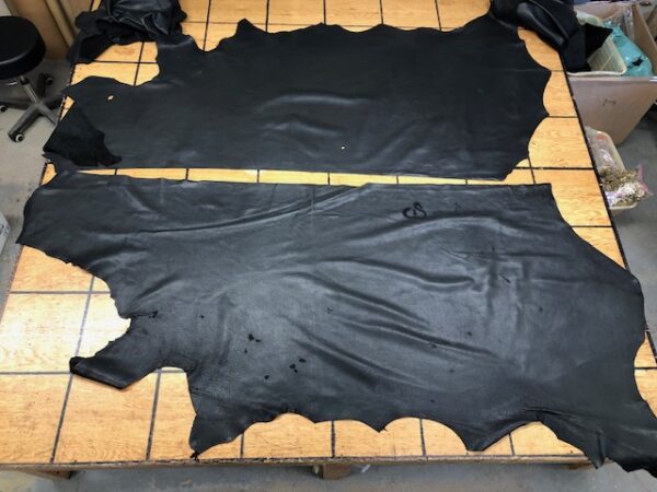 Super Soft Jet Black LARGE USA Cattlehide Sides Tanned for Garment Making; FREE USA Shipping!
