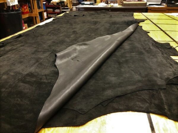 Super Soft Jet Black LARGE USA Cattlehide Sides Tanned for Garment Making; FREE USA Shipping!