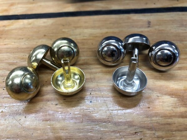 New Stock Round Suitcase, Box, or Instrument Case Feet in Brass or Nickel, Sets of 4
