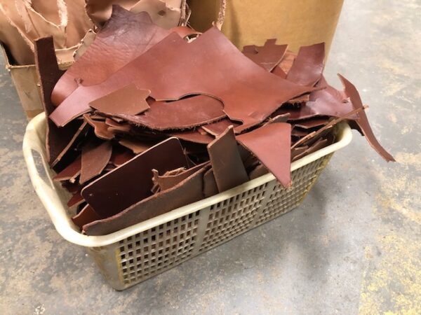 Firm Latigo Leather Scrap Pieces in Dark Red-Brown Color 8 to 9 oz Sold by the Pound