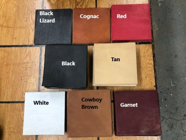 Leather Project Panels, 8 inches by 8 inches in a variety of colors