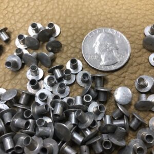 3/16 Inch nickel plated steel tubular rivets in packs of 100 for $8 FLAT with FREE USA Shipping