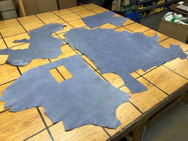 Leather Hide Clearance Sale 189 Set of Blue-Gray Nubuc Panels Sold as a Set with Free USA Shipping
