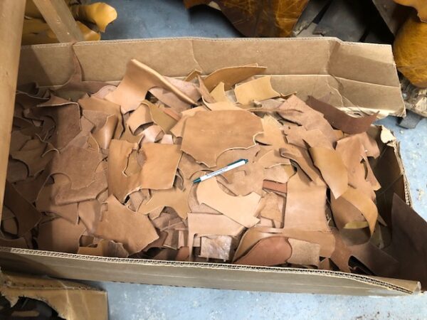 Pecan Brown/Tan 5 to 6 ounce Boot Maker's Scrap Leather Pieces Sold by the Pound