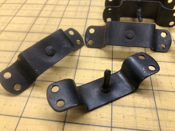 Old Stock Trunk Handle Loops in Old Black Paint with Pins for Slotted Handles
