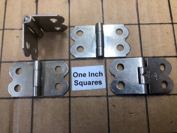 Small Nickel Plated Steel Hinges Sold in Pairs for Small Trunks Boxes or Cases