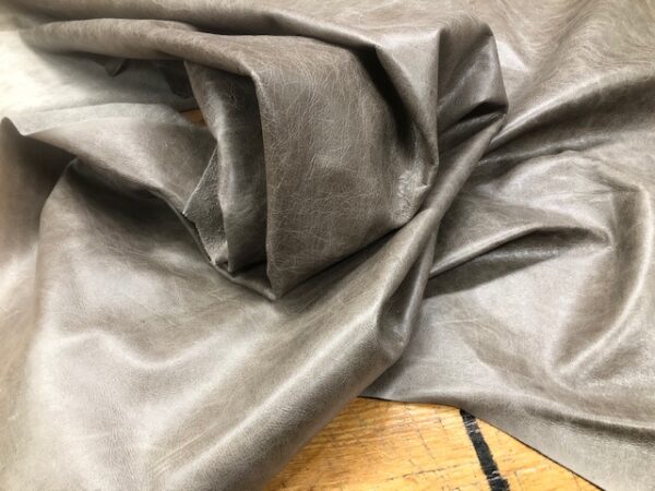 Whole Hides Garment or Upholstery Leather in Dark Granite Distressed Gray
