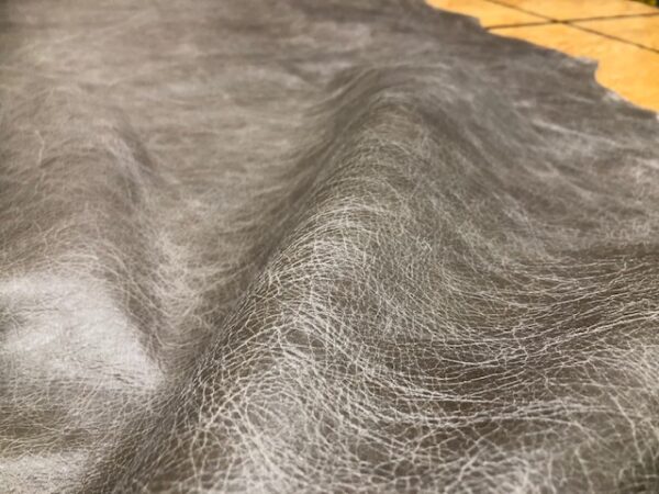 Whole Hides Garment or Upholstery Leather in Dark Granite Distressed Gray