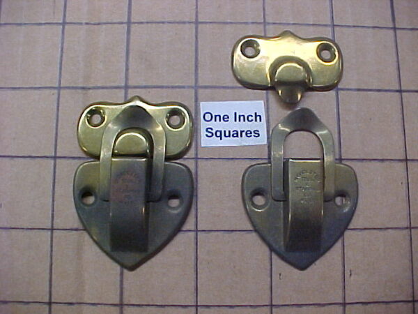 New Old Stock Trunk Parts: Worcester Tool & Stamping Brass Plated Small Hasps or Drawbolts