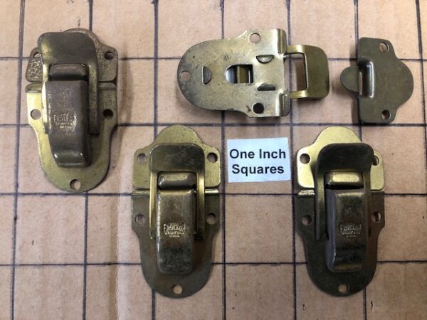HASP35 New Old Stock Brass Plated Small Trunk or Case Hasps or Latches or Drawbolts
