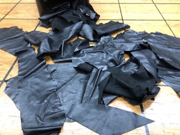 For Sale by the Pound Soft Shiny Black Garment Leather Scrap Pieces