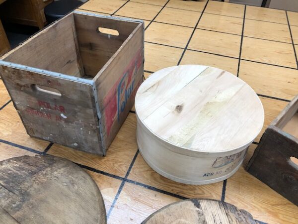 T-873: Collection of Wood Crates and Barrel Heads Sold as a Set