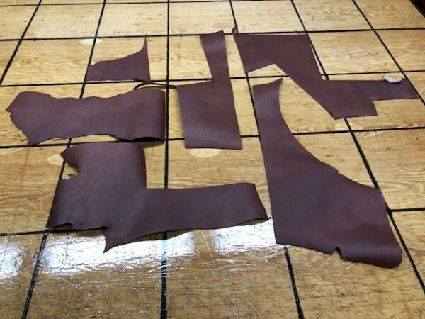 Leather Hide Clearance Sale Item 1515 Set of Red/Brown 4 oz Chrome Tan Pieces