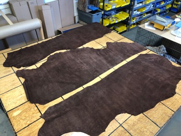 Dark Brown Suede Sides run about 14 square feet and 4 oz thickness