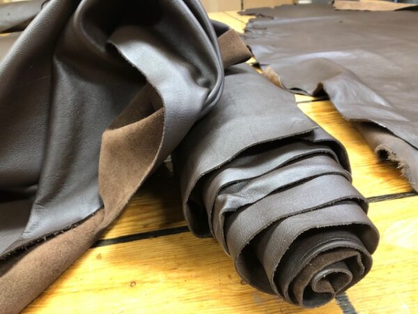Very Soft and Thin Dark Chocolate Garment Sides are Chromium Tanned and Finished in the USA