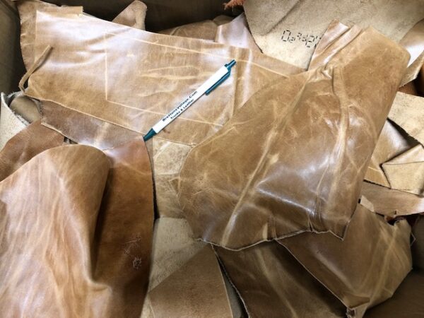 Light Brown or Dark Tan Pull-Up Leather Pieces Sold in 5 or 10 Pound Boxes