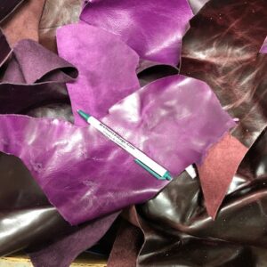 Mixed Purple Scrap Leather Pieces Sold in 5 or 10 Pound Boxes