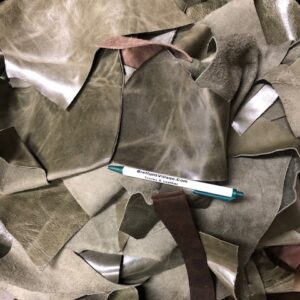 Scrap Leather Pieces in Gray/Taupe in 5 or 10 Pound Boxes, free 48-state USA shipping