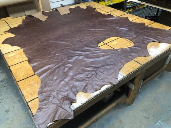 Leather Hide Clearance Sale Item 44 Large Whole Hide in Chocolate Brown, Has a Hole In It