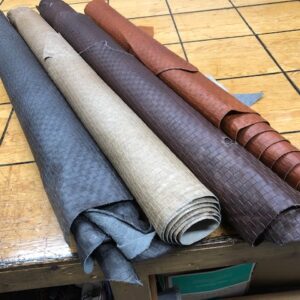 Large Sides of Woven Embossed USA Cattlehide Leather Hides in Four Colors