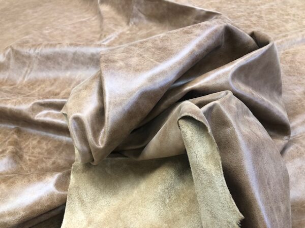 Whole Leather Hides in Mustard Brown for Garments or Upholstery